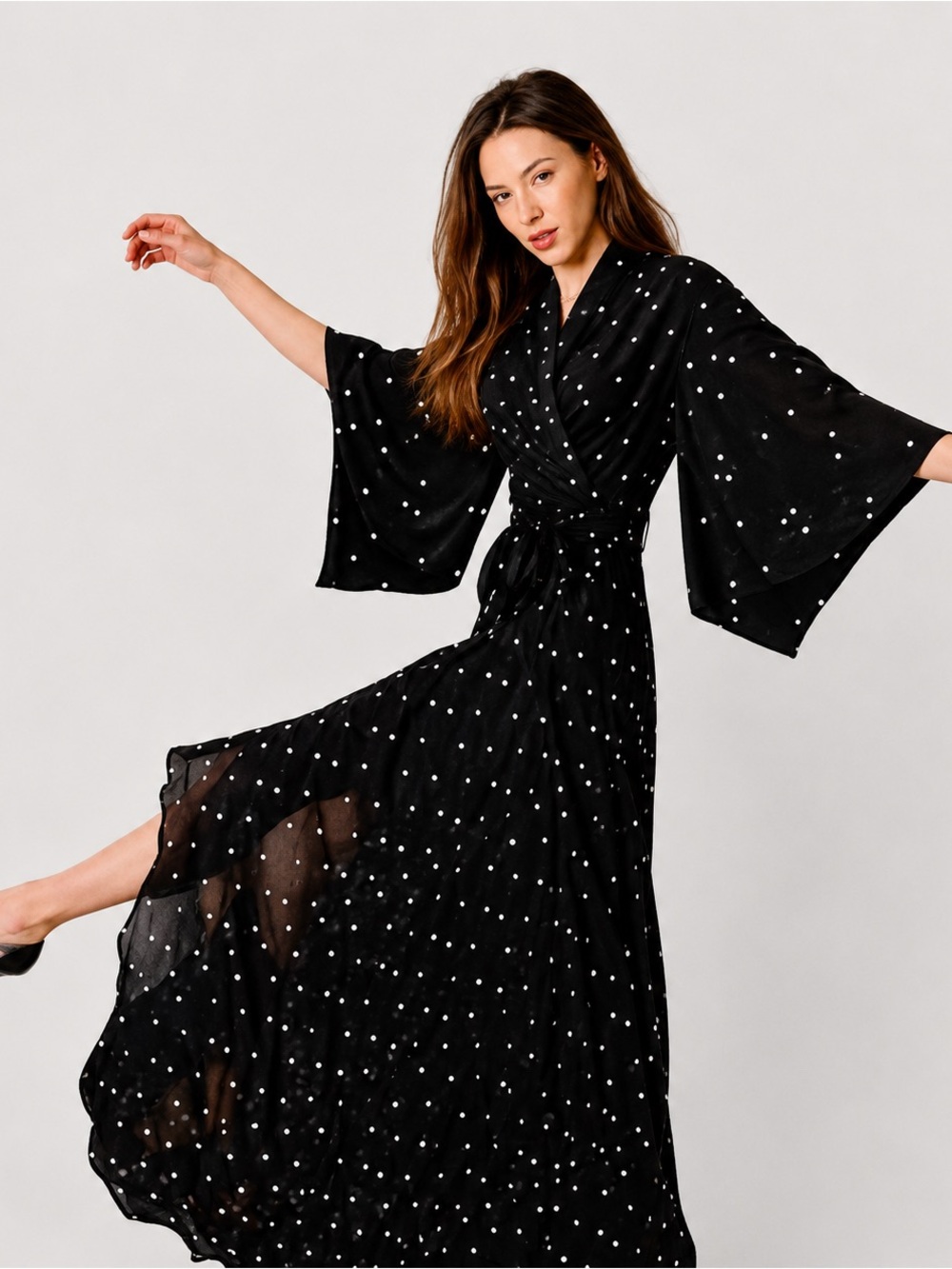 Kimono Sleeve Wrap Dress with Matching Face Cover